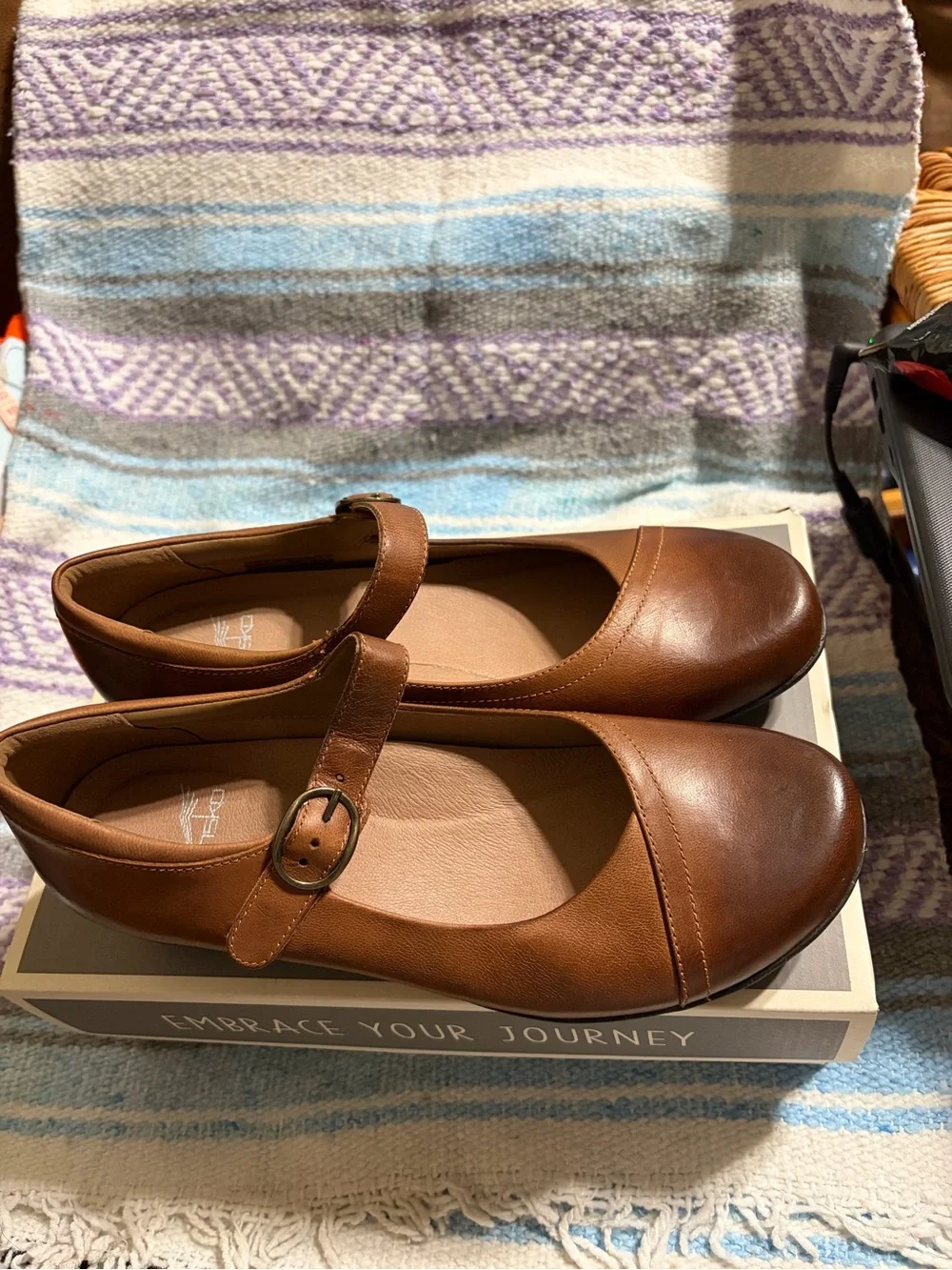 Comfortable Brown Mary Jane Flats with velcro closure